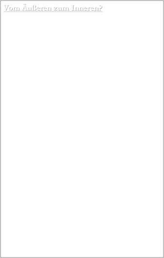 Vom Äußeren zum Inneren?

Schulabschluss: Abitur
Beruf: muss Berufung sein; kommt noch...
Sprachen: Englisch, Spanisch, Latein, evtl. bald Holländisch und hoffentlich irgendwann Französisch
Mode: ist ein tolles Spielzeug und Suggestionsinstrument, also durchaus wichtig... aber verglichen mit den „wirklich wichtigen Dingen im Leben“ auch wieder nicht.
mein Aussehen: ist nicht zu ersetzen, Spiegel meiner Selbst, Ausdruck- und daher so wichtig, dass ich tatsächlich was dafür tu
Essen: lebensnotwendig! Nicht nur zur Ernährung...
Musik: bereichernd bis unabdingbar; am liebsten Klassik, Jazz, Alternative, Gothic u.v.m., aber eben nicht alles...
Film & Literatur: sollten von Anfang bis Ende mitreissen, bereichern, unterhalten, inspirieren...
Freizeitbeschäftigung: vieles, allein, zu zweit, in der Gruppe, oft kreativ, dem Lust- und- Laune-Prinzip folgend
